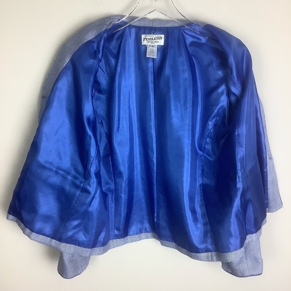 Pendleton Petite Women's Marled Wool Silk Blend Blue Career Blazer 12 NWOT - Picture 5 of 11